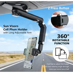1080 °   rotating sun visor phone holder universal retractable 360 °   car mount hands free use perfect viewing angle suitable for any driving posture.