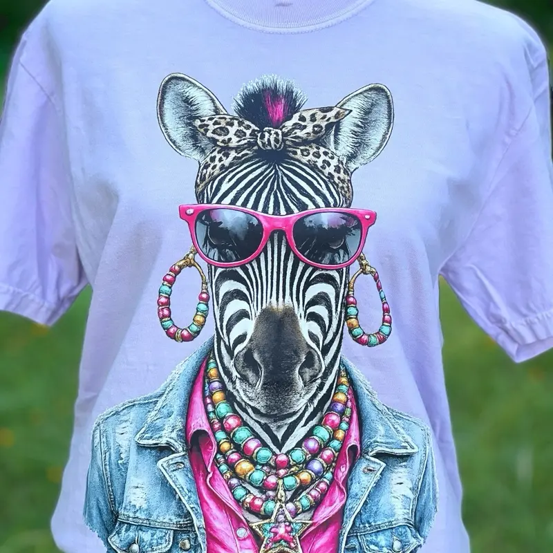 Women’s Funky, Fun Zebra-Print Graphic Tee