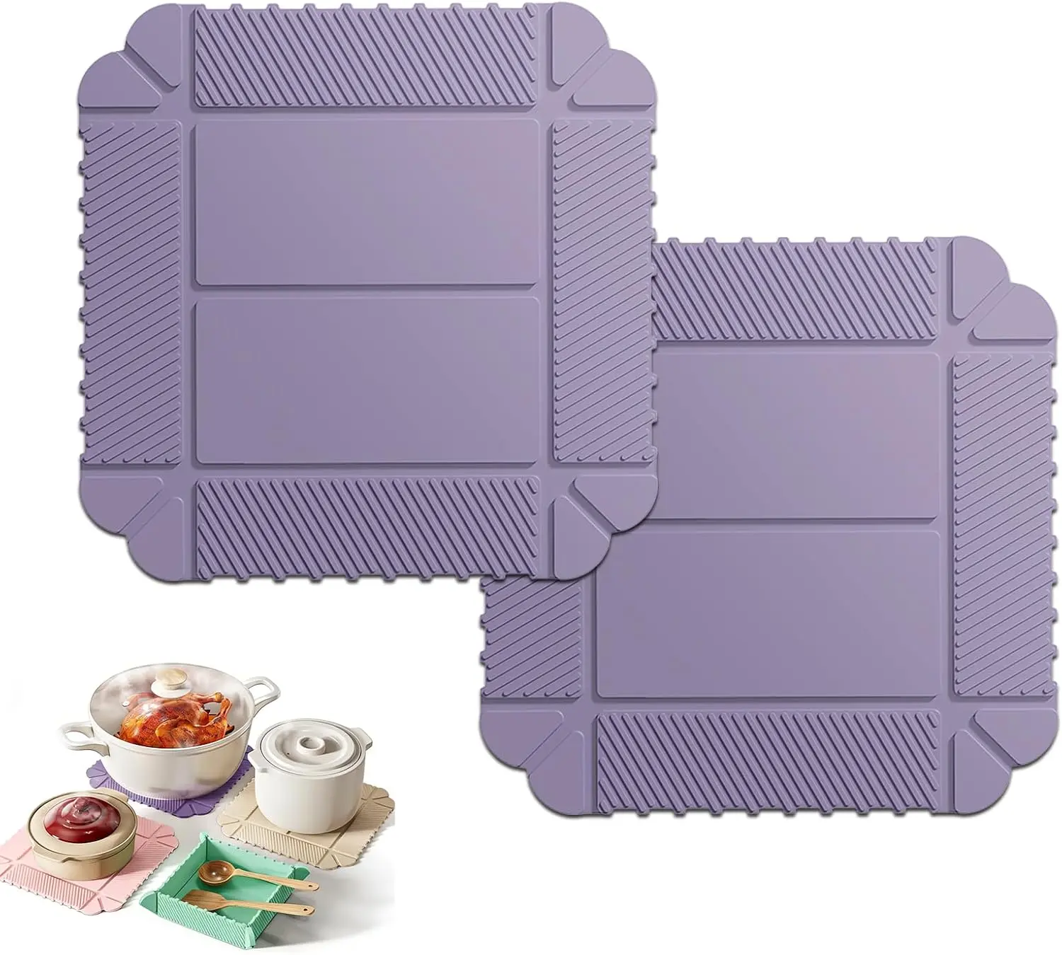 Magnetic Silicone Trivet Mat - Heat Resistant Hot Pad for Hot Dishes, Pots & Pans, Non-Slip Table & Countertop Protector