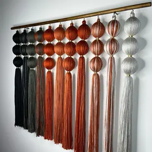 Macramé Wall Hanging Moody Earthy Decor Amber Gradient Fiber Art Sculptural Tapestry with Rich Tonal Variations and Textured Fringe