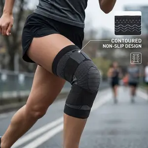 2-Pack Premium Knee Compression Sleeves with Adjustable Strap | Non-Slip Support for Running, Weightlifting & Daily Relief