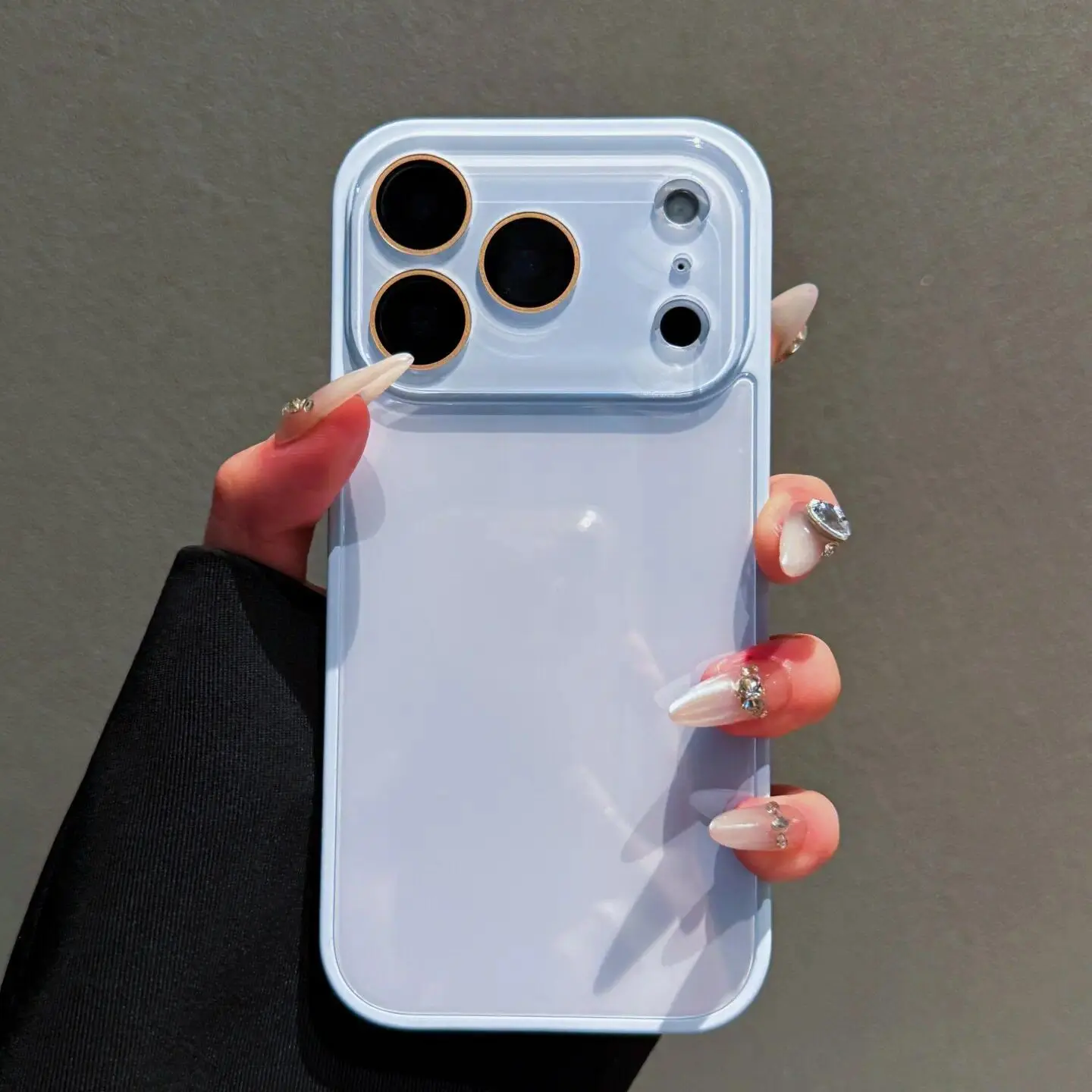 Light Blue Glossy Clear Phone Case, Skin-Feel Soft TPU Bumper & Hard PC Back, Full Lens Protection, Cute Minimalist Pink & White, Compatible with iPhone 17/16/15/14/13/12/11 Pro Max Plus Air 17E 16E Mini