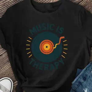 Music Is Therapy Retro Vinyl Record Music Lover T-Shirt,summerwins