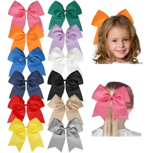 JoyBowie 12pcs 8-inch Cheerleading Bows, girls' hair accessories, suitable for cheerleading, softball, football games, and other sports activities. Soft Elastic Nylon Headbands for Infants
