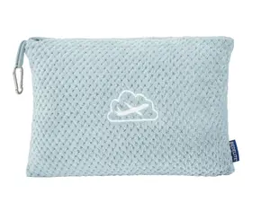 BEDELITE Travel Blanket with Bag, Ultra-Soft Jacquard Fleece Blanket with Luggage Sleeve & Backpack Clip, Airplane Blanket Travel Essentials, Blue