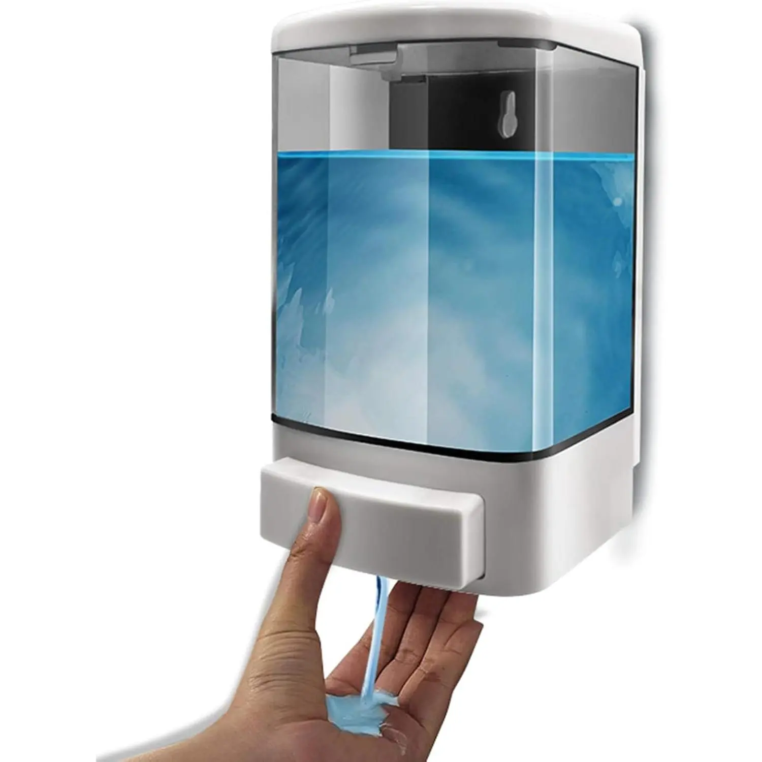 Soap Dispenser Wall Mount, 1000ML Commercial Manual Soap Dispenser Wall Mounted for Bathroom Kitchen Hotel, Shampoo Container Plastic