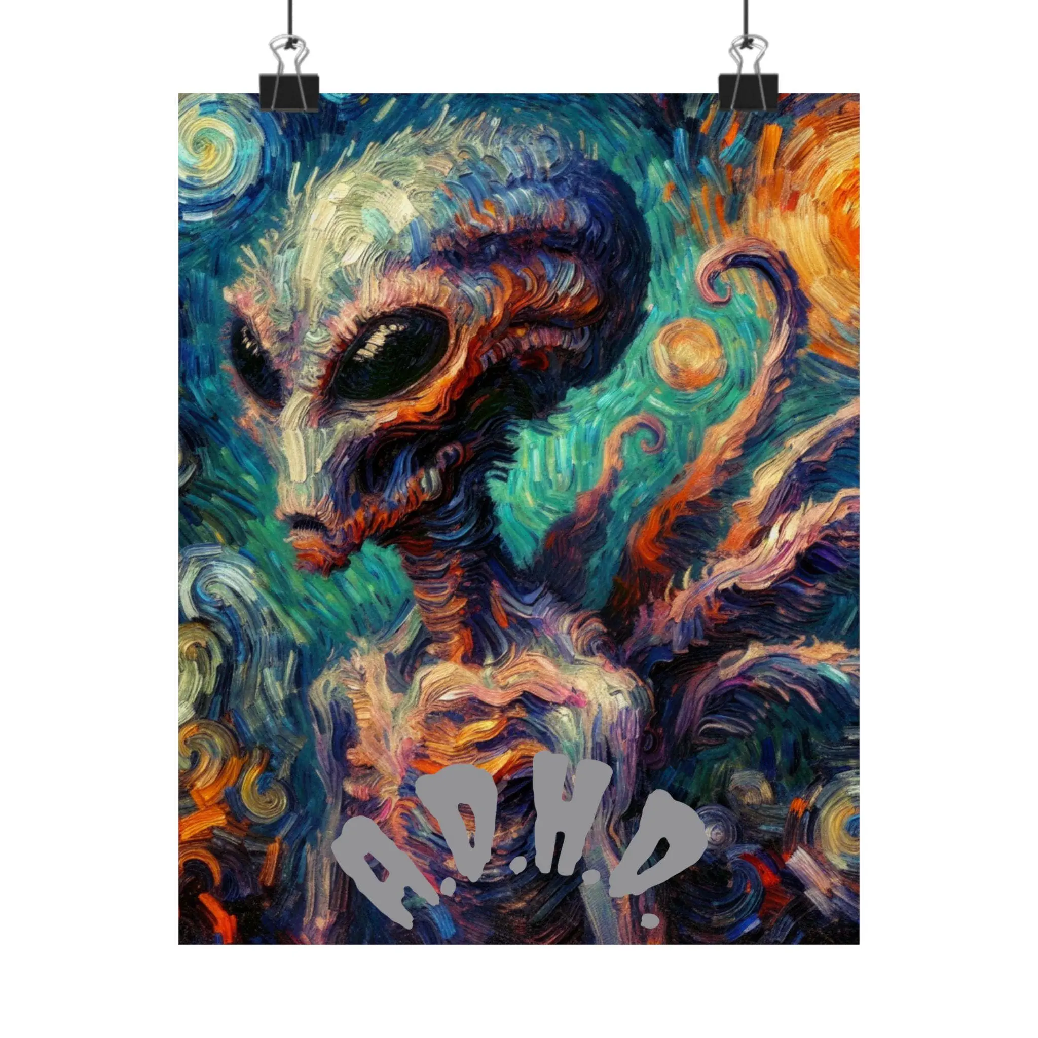 ADHD Alien Art Print: Psychedelic Home Office Wall Decor