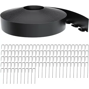 Landscape Edging 4 Inch Tall 100FT with 110 count Metal Spikes, Plastic Garden Edging Border Landscape Edging Border Lawn Edging for Landscaping, Flower Bed, Yard