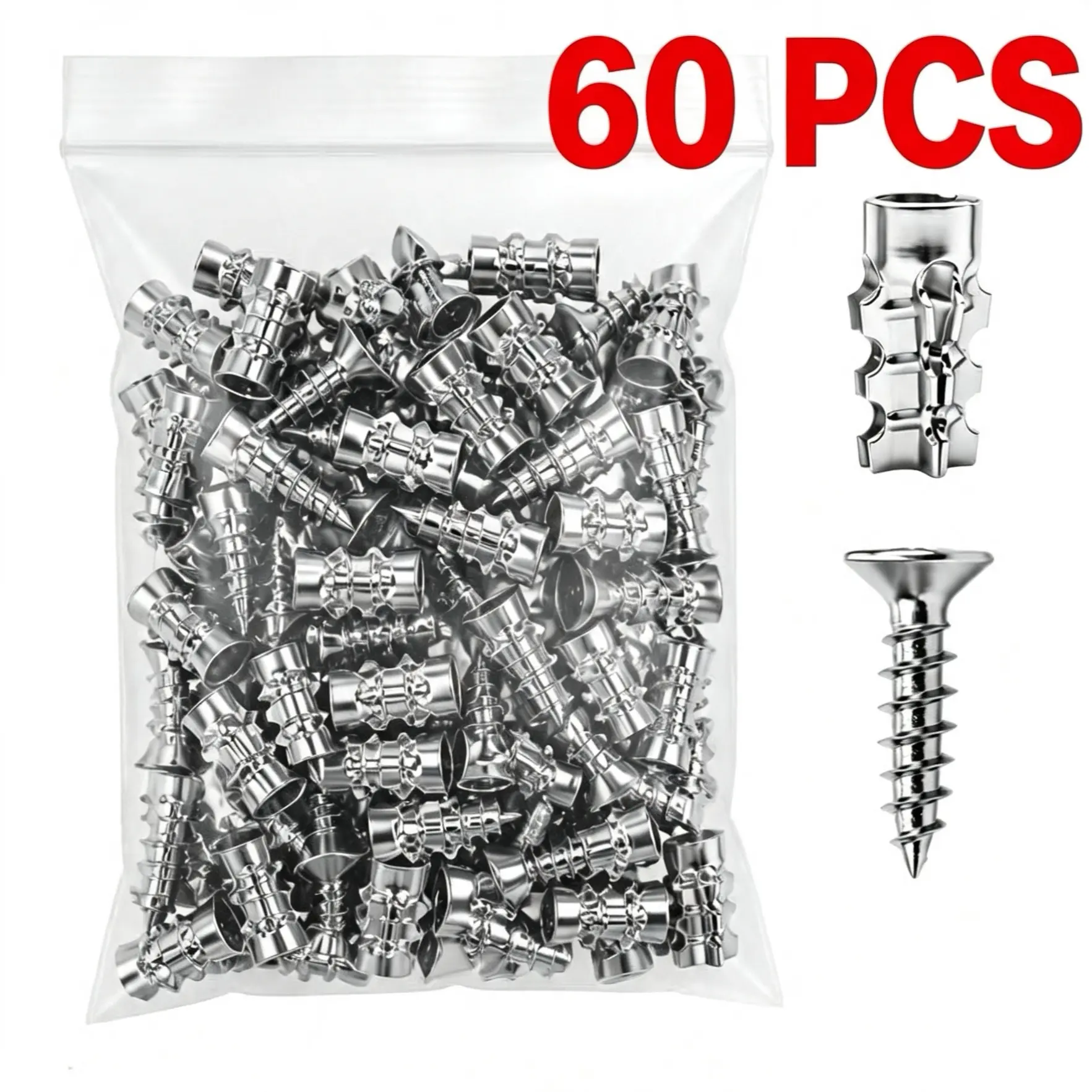 High Strength 6×14mm Hinge Repair Screws & 60-Pack Short Wall Anchors, Stripped Thread Fixer for Tile-Stone-Cab Mounting, Bathroom Restoration Set, Ideal for Home Users, Short Exp. Tool