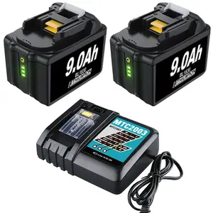 2 Pack 9.0Ah High Capacity Replacement for Makita 18V Battery and DC18RC Compatible with BL1860 BL1850B with LED Indicator