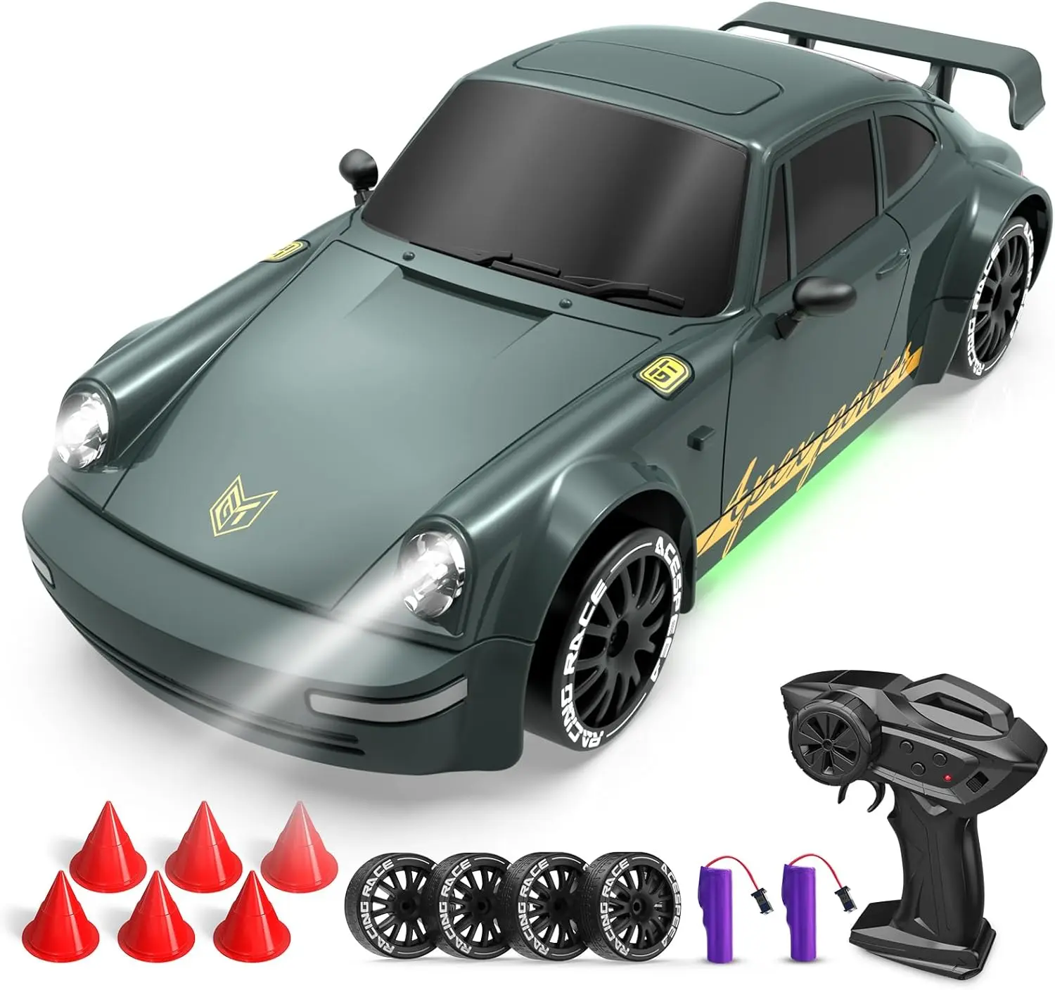 Remote Control Car RC Drift Car 2.4GHz 1:20 Scale 4WD 20KM/H High Speed Remote Control Cars with LED Lights Drifting Tire 2Pcs Rechargeable Batteries Toy Cars for Adults Boys Girls