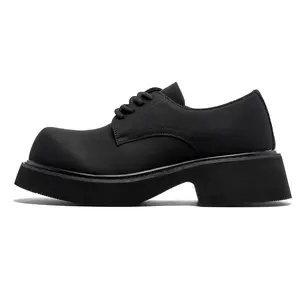 Men's Shoes Big Toe Derby Shoes Men's Spring Summer High-end Commuting Black Thick-soled Fashion Trendy Shoes New Height-increasing Japanese-style Derby Shoes 9522