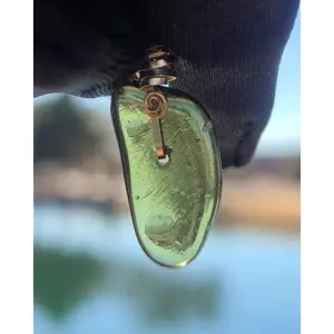 Polished Moldavite Bead Pendant on Gold-Filled Wire