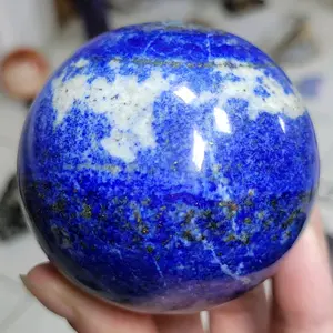 D12 Lapis Lazuli Sphere with Mushroom Stand Home Ornament