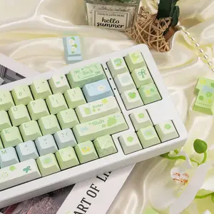 Green Grape PBT Keycap Set, Cherry Profile Smooth Glossy Keycaps, 5-Side Dye Sublimation Compatible with 6.25U Spacebar 61/64/68/75/84/87/104/108 Mechanical Keyboards
