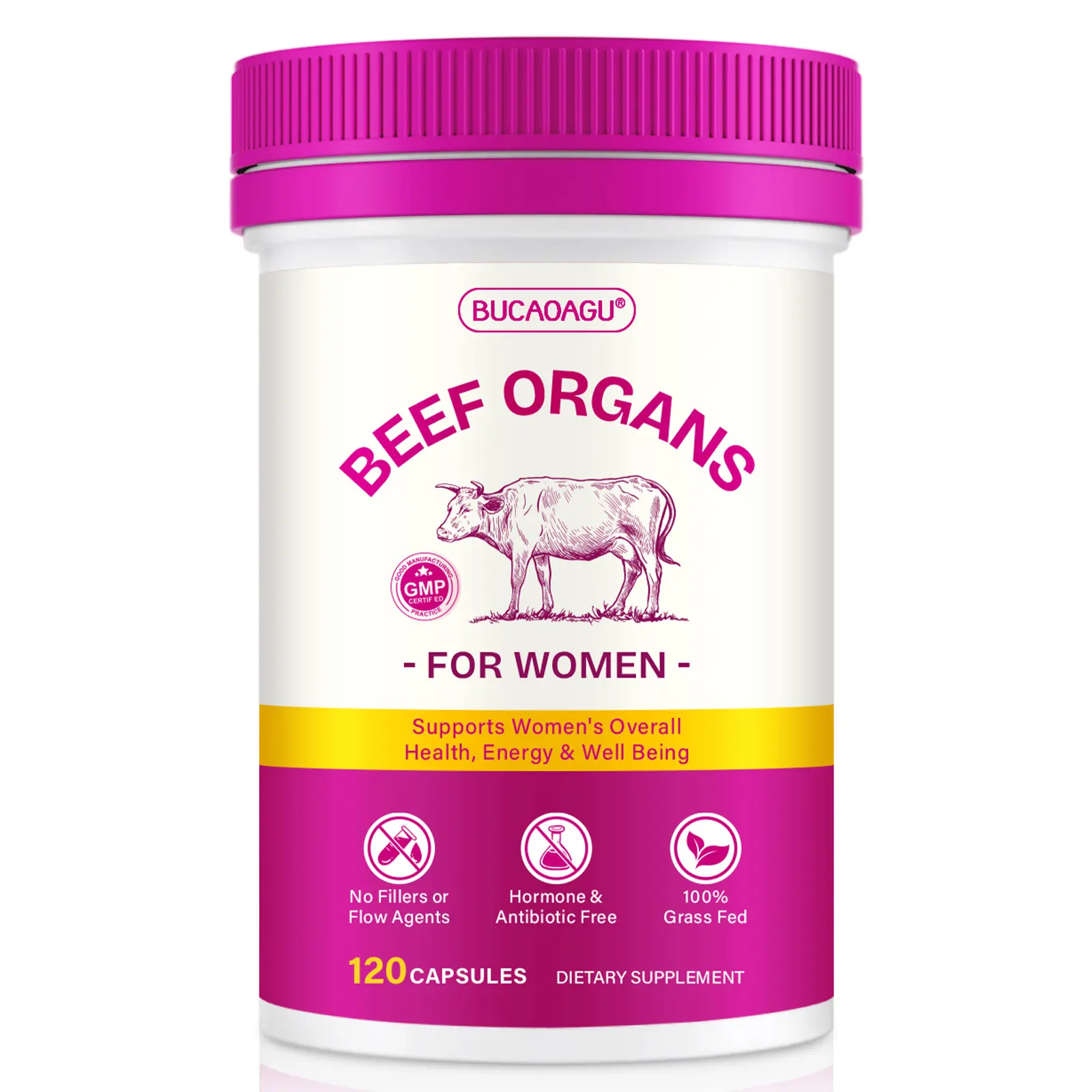 [NEW]Rosabella Pasture- Women's Raised New Zealand Beef Organs Dietary Supplement 6-in-1 Vitamin-Infused Whole FoodBlend with Liver, Heart & Kidney for Natural Energy, Hormone Balance, 120 Capsules (60-Day Supply, Non-GMO, Metabolism Support*, Beef Liver,