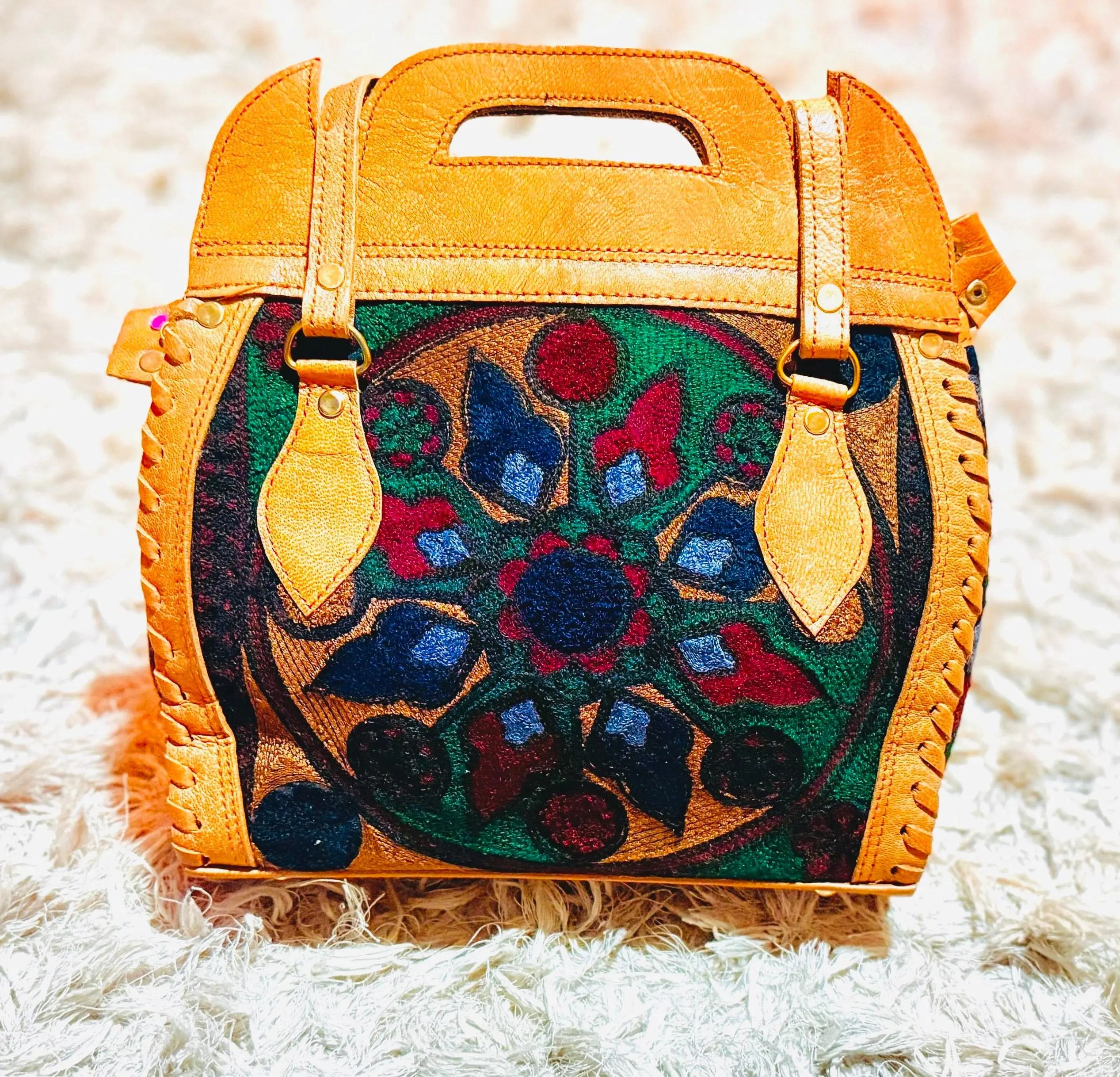Women's Handcrafted Afghan Pure Leather Purse