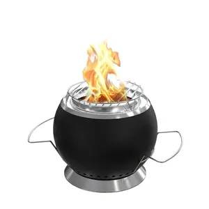 Tabletop Portable Mini Firepit & Grill - Pellet or Wood Compatible - with Travel Bag for Home Improvement, Garden & Patio Use