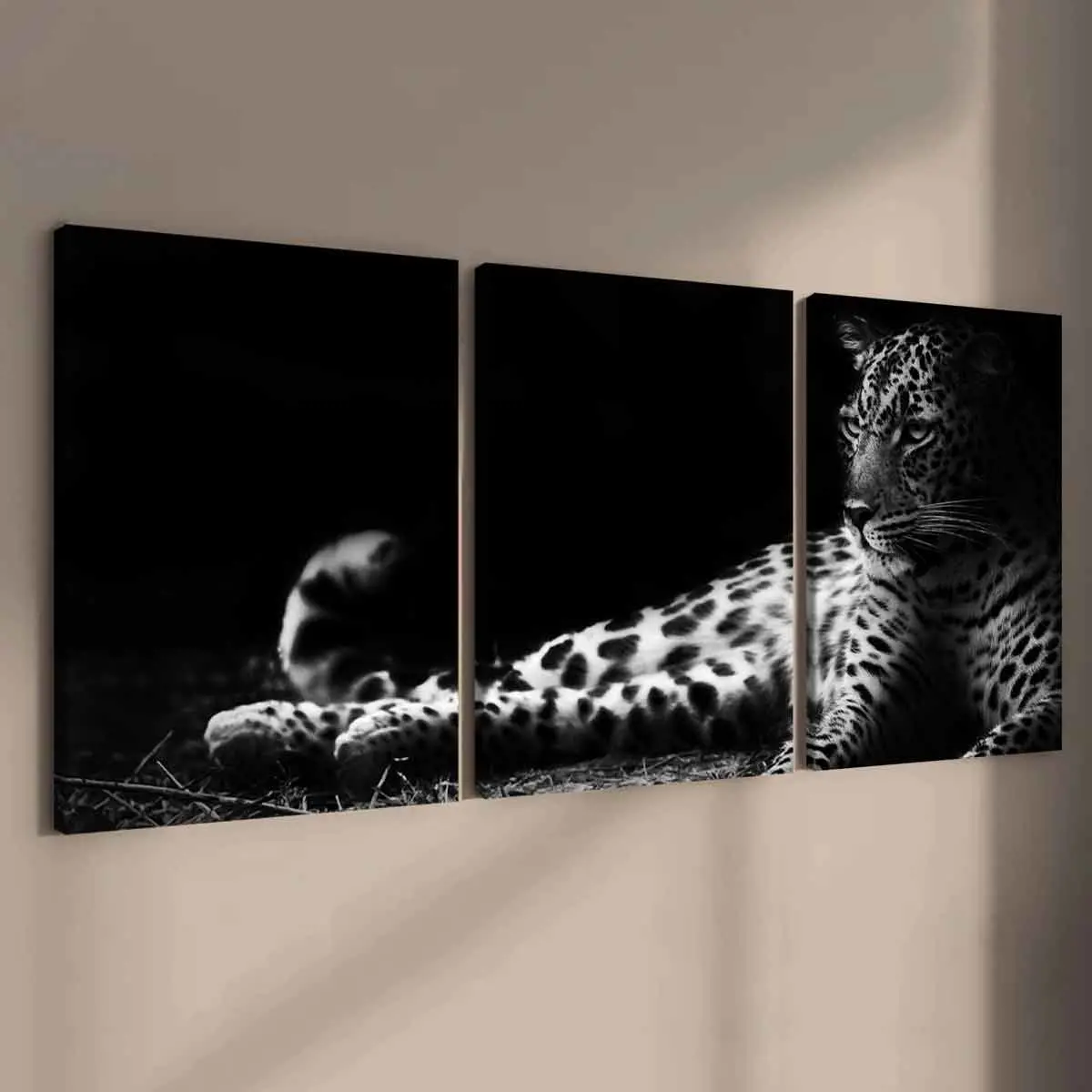 3-Piece Leopard Animal Art Prints, Modern Wall Decor Canvas Posters, Solid Wood Frame, Waterproof & High-Definition, Ideal Gift Set