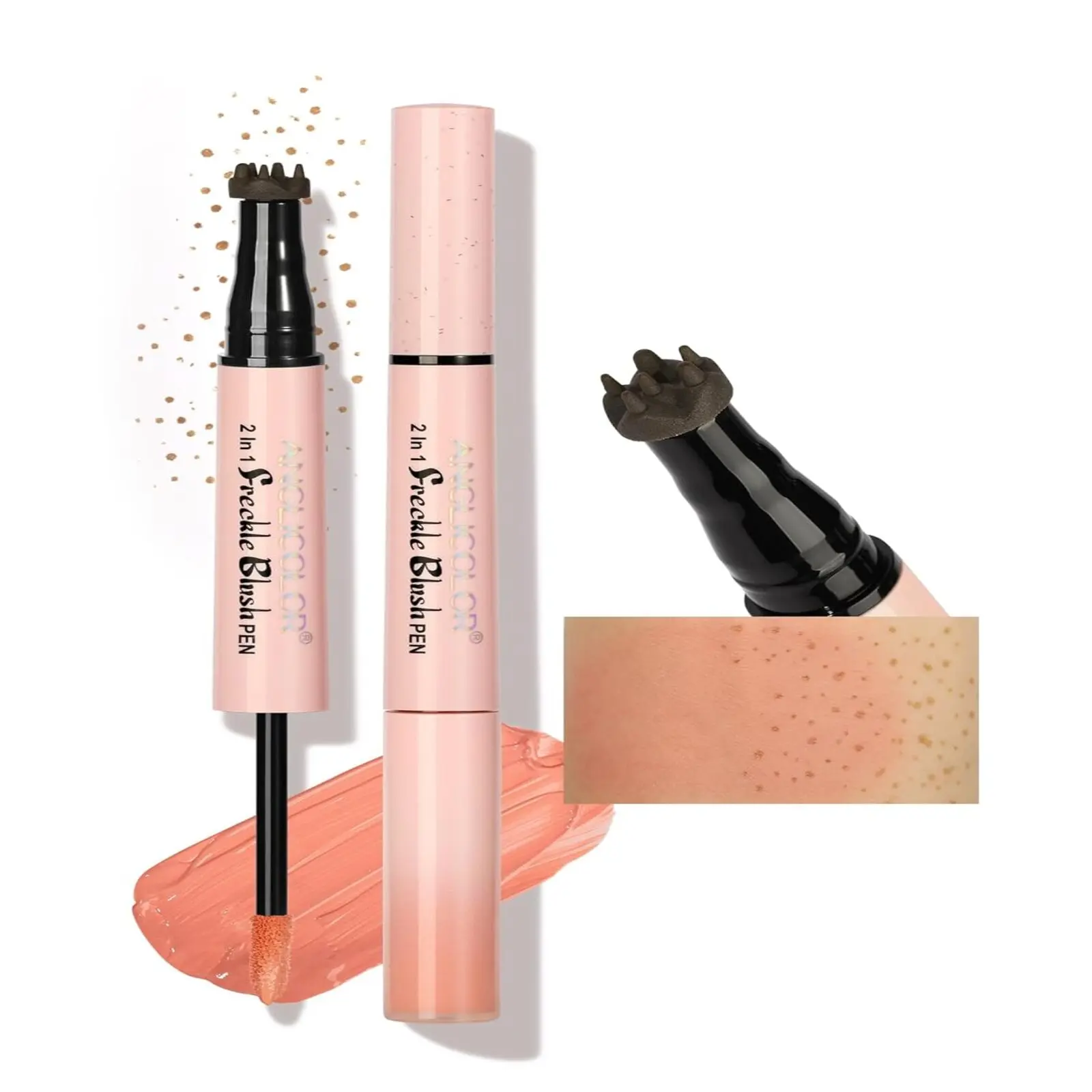 2 in 1 Freckle  Pen – Natural Fake Freckles Stamp & Cream Blush Stick, Sun Kissed Glow Look, Waterproof Freckles & Long Lasting Face Makeup ,Perfect for Daily Wear and Cosplay