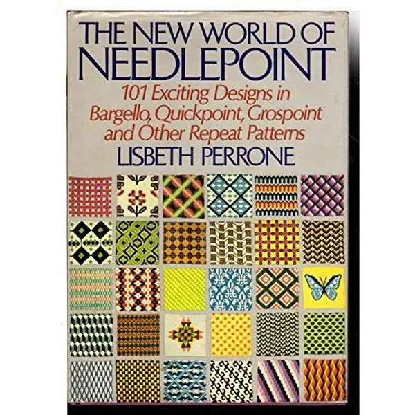 USED Book - The New World of Needlepoint: 101 Exciting Designs in Bargello, Quickpoint, Grospoint and Other Repeat Patterns by Lisbeth Perrone (Hardcover) - english