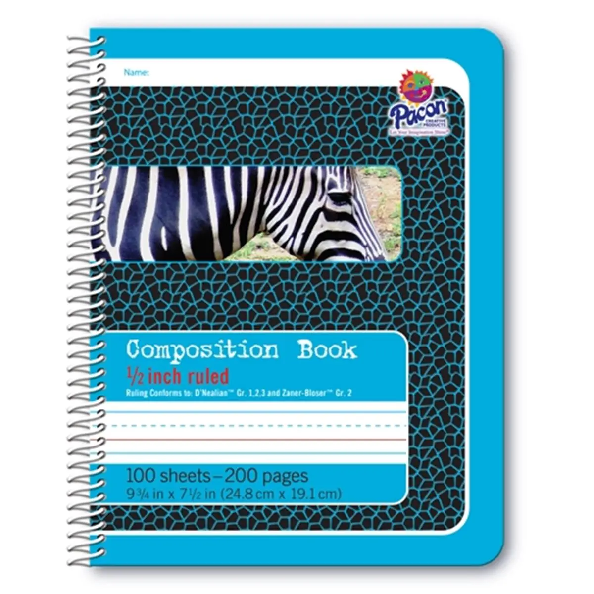 212 MAIN Pacon Composition Book, Spiral Bound, 0.5 in. Ruled Lines, Alphabet Aid, Interior Printed with Picture Space