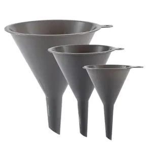 Set of 3 Plastic Kitchen Funnels, Durable Multifunctional Round Funnels for Filling Bottles, Canning, Cooking, Lab or Car Oil, Gray