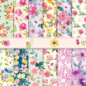 24 Pack Floral  Double-Sided Paper, 12-inches Flower Textured Scrapbook Paper Craft Paper Folded Flat for DIY Background Card Making Scrapbook Photo Album Decor
