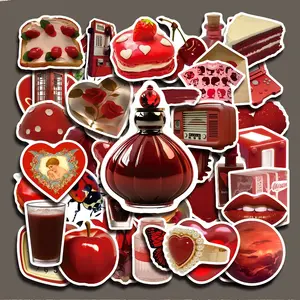 50PCS Red Vintage Aesthetic Stickers Pack, Retro Art Collage Style Vinyl Stickers for Laptop Water Bottle Phone Case Skateboard Journal Scrapbook DIY Decoration