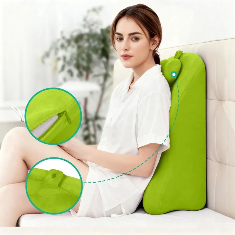 Overseas Stock Ergonomic Spinal Posture Support & Multi-Functional Bed Pillow Green