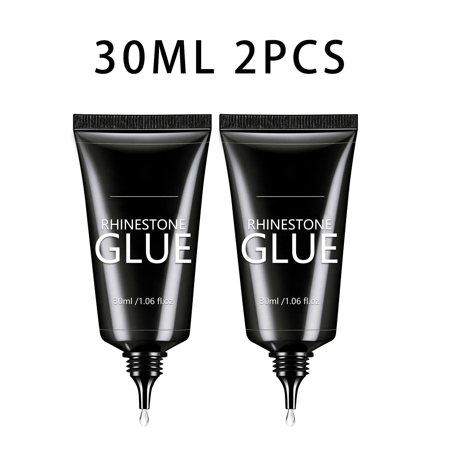 GLOZ Super Strong Rhinestone Nail Glue, 2Pcs 30ML UV Cured Nail Adhesive, Long Lasting Non-Falling Gel for Flat Gems Diamonds Jewelry Decoration, Professional Salon & Home DIY Nail Art Manicure Supplies Diy Nails Art