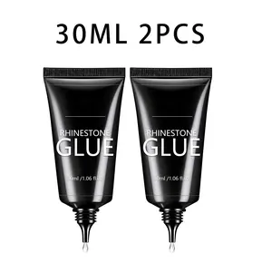 GLOZ Super Strong Rhinestone Nail Glue, 2Pcs 30ML UV Cured Nail Adhesive, Long Lasting Non-Falling Gel for Flat Gems Diamonds Jewelry Decoration, Professional Salon & Home DIY Nail Art Manicure Supplies Diy Nails Art
