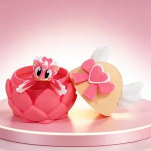 3D Printed Cute Heart Dragon and Egg Model, Plastic Desktop Decoration Sculpture, Festive Gift, Adorable Desk Ornament