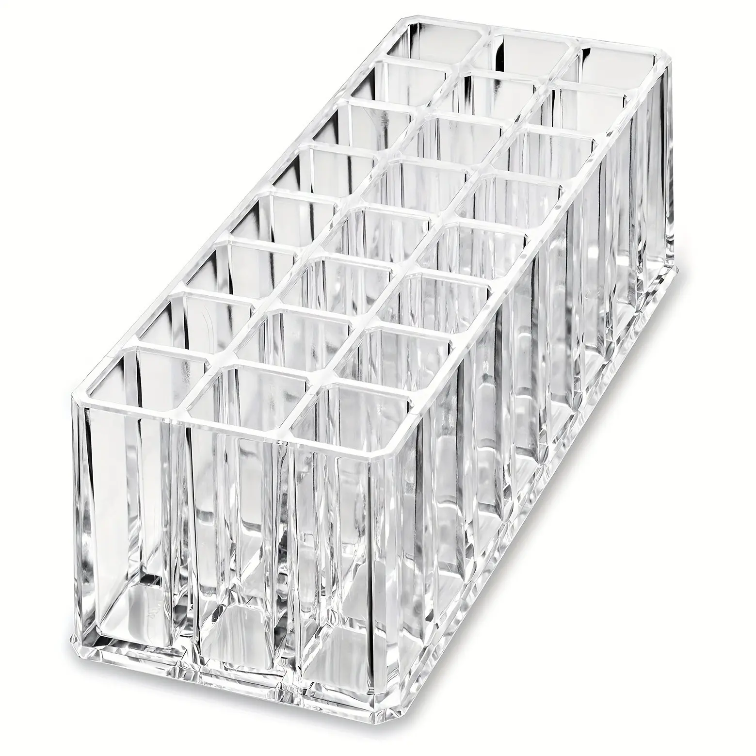 24 Grid Lipstick Box Acrylic Transparent Clear Makeup Brush Eyebrow Pencil Lip Gloss Perfume Storage Case, Beauty Supplies Organizer, Multi Compartment Cosmetic Organizer Holder Storage Boxes