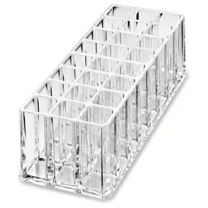 24 Grid Lipstick Box Acrylic Transparent Clear Makeup Brush Eyebrow Pencil Lip Gloss Perfume Storage Case, Beauty Supplies Organizer, Multi Compartment Cosmetic Organizer Holder Storage Boxes