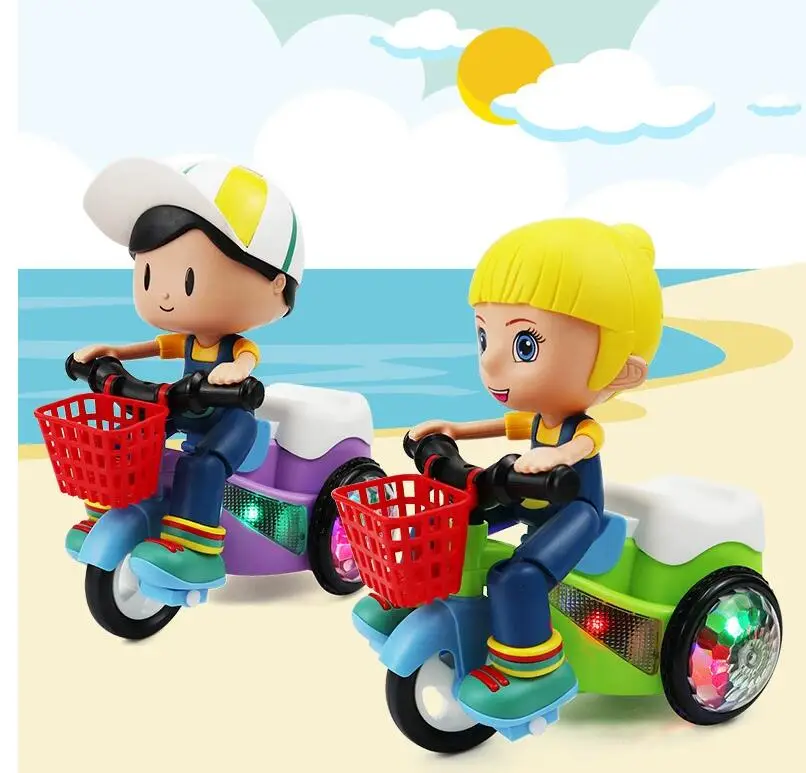 Stunt Spin Dance Interactive Crawling Toy Tricycle Electric Toy With Sound Music Light Toy For Birthday Holiday Fun Gift