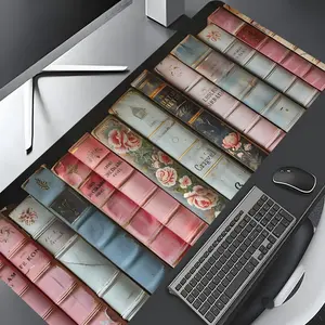 Vintage Book Pattern Mouse Pad, Large Gaming Mouse Pad, Aesthetic Desktop Decoration Protective Pad, Non-slip Rubber Pad for Laptop, Desktop Computer Games, Non Slip Mousepad