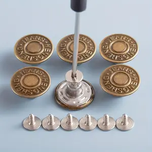 40-Piece 17mm Adjustable No-Sew Removable Metal Jean Snap Buttons Kit, with Rivets & Screwdriver for Jeans Repair & Replacement