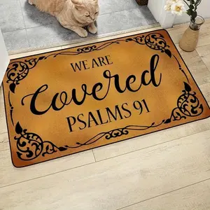 Welcome Entrance Doormat with Psalm 91 Design, Anti-Fatigue Kitchen Mat, Comfort Standing Runner Rug for Home Decor, Fall Season Decoration - Polyester Fiber, Hand Wash, Rectangular house plush modern floor rug