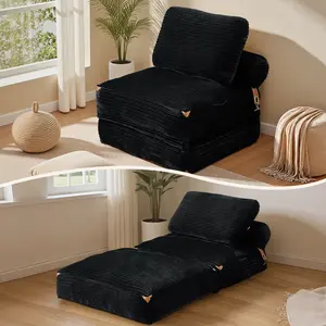 【Special for Small Space】Modern Folding Sofa Bed, Convertible Sleeper Chair with Pillow Foldable Mattress with Back Support,Space Saver for Apartment Dormitory Modern Comfy Couch