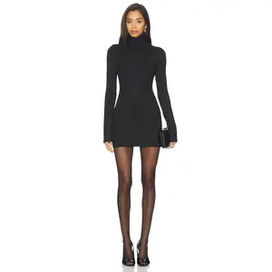 Lovers and Friends x Christina Elezaj Bessi Turtle Neck Mini Dress in Black Sparkle