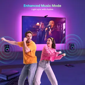 Smart TV Backlight LED Sync Lights for 55-65 Inch TVs, USB Powered Music Sync with Multiple Scene Modes, Ideal for Gaming and Display, Adjustable RGB Lighting