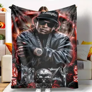 EazyE Flannel Throw Blanket  Compton Rapper Hip Hop Print  Lightweight & Cozy  AntiPilling  Perfect for Music Enthusiasts  Concerts  Urban Culture Lovers  Stylish Home Decor  Gifts for Rap Music Fans.