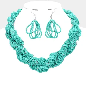 Braided Seed Beaded Necklace : Tq
