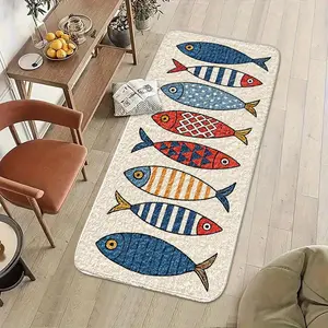 Soft Imitation Cashmere Area Rug with Ugly Fish Pattern, Animal Print Rug, Delicate Craftsmanship, Warm and Cozy Addition to Modern Homes