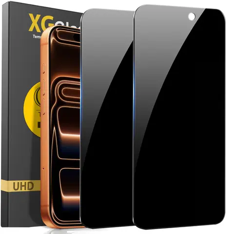 2-Pack Tempered Glass Privacy Screen Protector for iPhone (18 Pro Max,17,17e,16,16e,15 Plus,14,13,12,11 Pro Max,XR,Xs,SE2,SE3,7,8) - Anti-Spy,9H Hardness,Military Grade Shatterproof,HD Clarity,Anti-Fingerprint,Edge Pressure Tested Phone Accessories