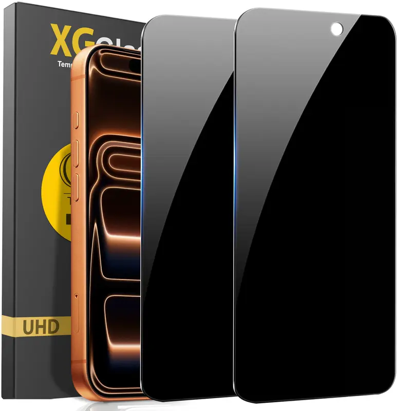 2-Pack Tempered Glass Privacy Screen Protector for iPhone (18 Pro Max,17,17e,16,16e,15 Plus,14,13,12,11 Pro Max,XR,Xs,SE2,SE3,7,8) - Anti-Spy,9H Hardness,Military Grade Shatterproof,HD Clarity,Anti-Fingerprint,Edge Pressure Tested Phone Accessories