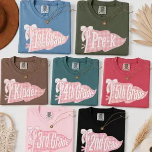 Comfort Colors Custom Grade Teacher Shirt, Back To School Shirt, Happy First Day Of School Tee, Gift For Teacher, First Grade Second Grade Third Grade Fourth Grade Fifth Grade Pre-K Kinder, Unisex Womenswear Graphic Tops v5 U0S
