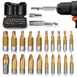 22 count Damaged Screw Extractor Set, Easy Out Screw Extractor Kit with  Extension Bit Holder & Socket Adapter, Screw Remover and Extractor Set for Removing Stripped Broken Bolt