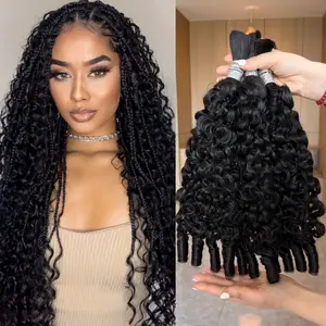 Megeen Hair Boho Human Braiding Hair 16A Burmese Curly Bulk for Daughter/Friend For Bohemian Knotless Braids Spriral Curly End No Weft 1/3 Bundles 100g/1 Bundle 1B Natural Black Salon-Quality